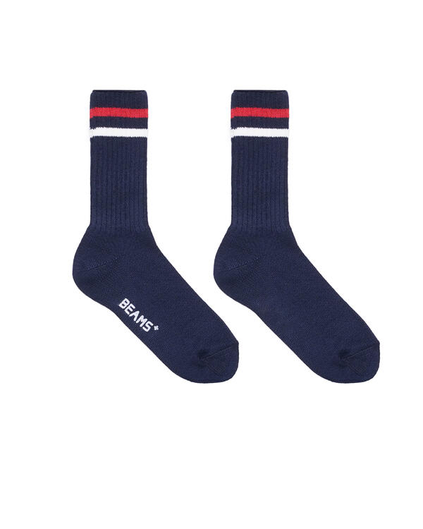 Beams Plus School Boy Socks in White/Navy